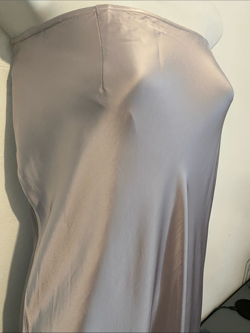 Strapless Satin Slip Dress in Taupe - Picture 9 of 10